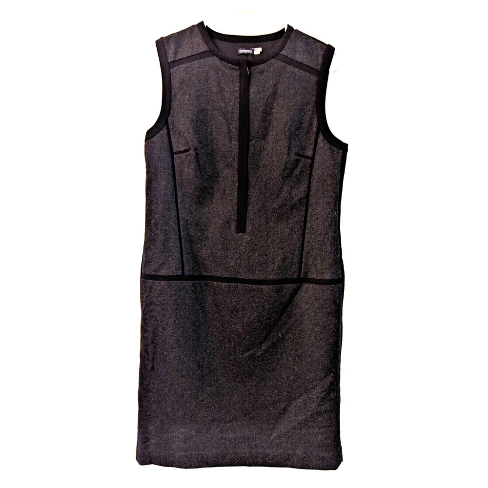NWOT Magaschoni Collection sz 10 Wool Blend Sheath Dress gray n black tank i1